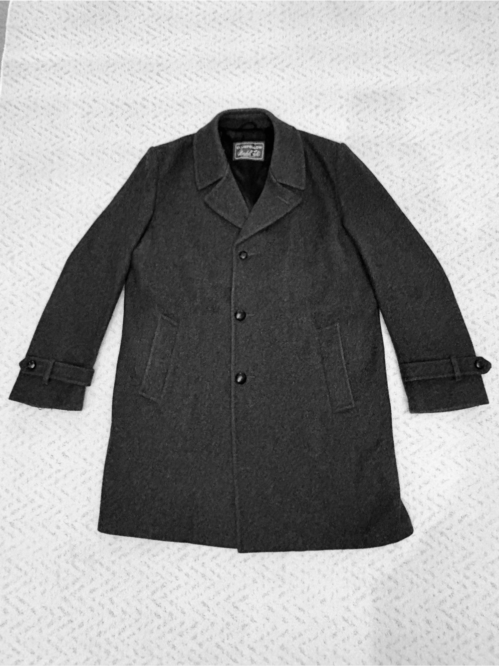Marshall Fields Clubfellow Mens Wool Overcoat Outerwear 44 Long Charcoal Grey